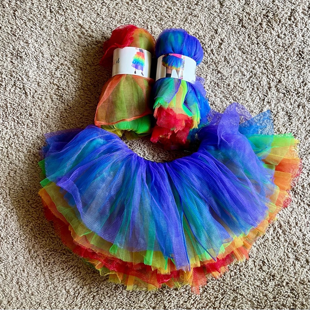 3 FOR $20: Set of 3 rainbow Pride tutus, 1 long 2 short. Add to